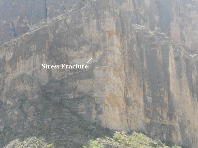 Stress Fracture in Fault Scarp